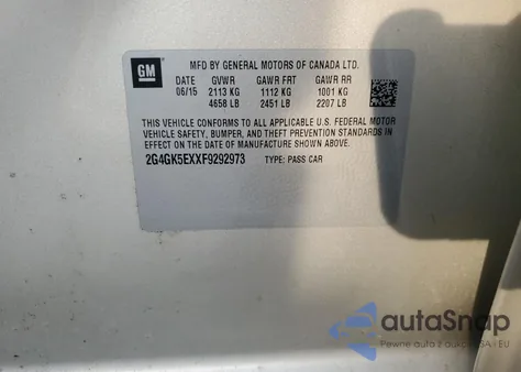 2015 Buick Regal z USA, uszkodzony, nr VIN 2G4GK5EXXF9292973